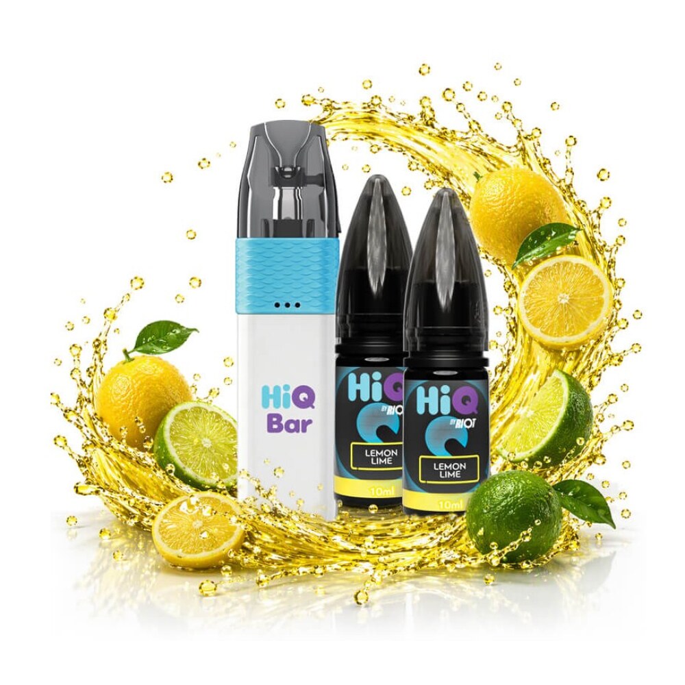 HiQ Bar 24K Lemon Lime Refillable Disposable & 2x10ml 20mg